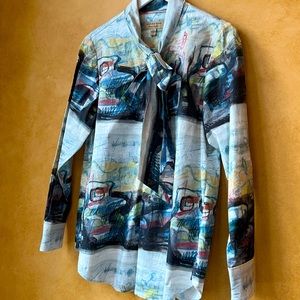 Burberry Lobelia Multicolored Bow Blouse Top Shirt